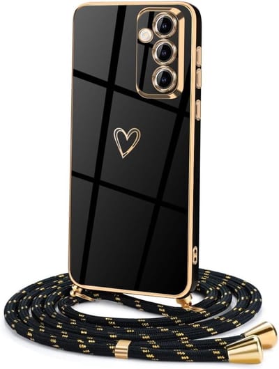 Beschermende Halsketting Hoes voor Galaxy S24, Vrouwen Hart Liefde Design met Band, TPU Nekhoes voor Smartphone