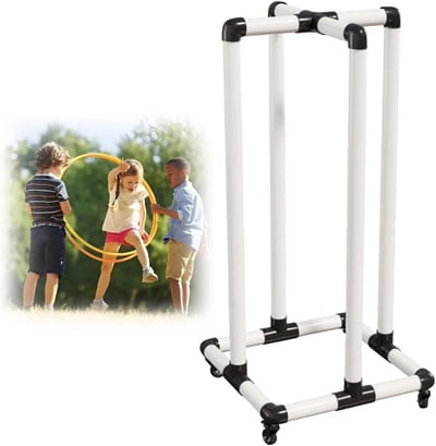 Hoepel Opberger - Fitness Ring Houder - Sportspullen Organiseren - Verrijdbaar Met Wielen - 107cm Hoog - Zwart
