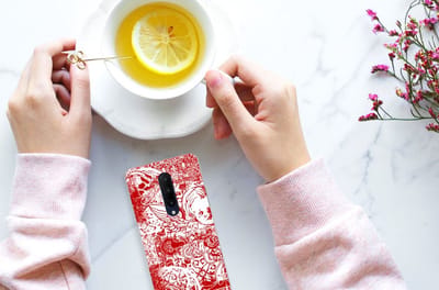 Silicone Back Case OnePlus 7 Pro Angel Skull Rood