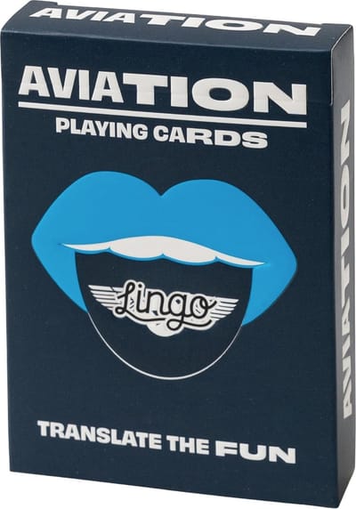 Lingo - Aviation/Luchtvaart speelkaarten | playingcards | reis flashcards | jong en oud leer luchtvaart woordenschat op een leuke en gemakkelijke manier | 52 essentiële vertalingen - Leren- reizen- spelen ‎8.99x6.5x1.78cm 91g