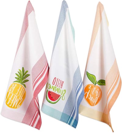 Katoenen Keukendoeken - Theedoeken Vaatdoeken - Keuken Schoonmaken - Sneldrogend Absorberend - 3 stuks 45 x 70 cm - Zomerprint
