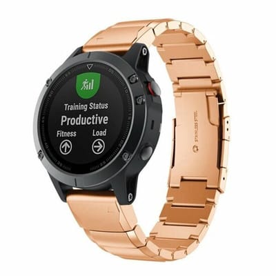 By Qubix - Geschikt voor Garmin bandje - 20mm Quickfit - Stainless steel schakelband - Rosé goud - Geschikt voor Garmin Instinct E - 40mm