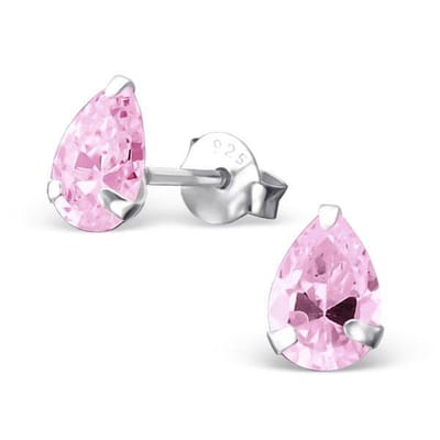 Aramat Jewels | Oorbellen | Zilveren Zirkonia Druppel Oorbellen | 7x5mm / Roze | | | Zilver | Kinderen, Volwassenen | Verkleurd niet