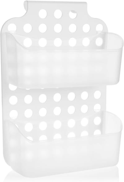 Thijox - Douchemand met 2 Compartimenten, In Hoogte Verstelbare Douchegelhouder met Haken, Flexibele Doucheplank - 36x25cm Wit - Ideaal voor Badkamer