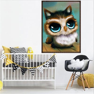 Diamant schilderij mozaïek schattige uil baby diamant strass borduurwerk kruissteek woondecoratie 20X30CM black