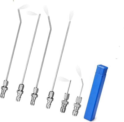 Reinigingsnozzles Set - Hogedruk Koppen - Grondig Reinigen - Roestvrij Staal - 6 Stuks - Zilver