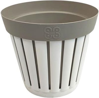 Bloempot 'Kreta' 20 - Wit / Taupe - Buiten - Rond