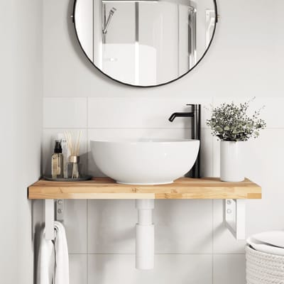 vidaXL - Badkamer - wandschap - staal - en - massief - acaciahout