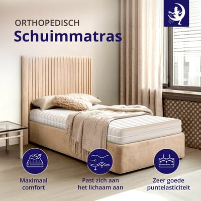 Matras - 90x200 - koudschuim - premium tijk - Ademend & hypoallergeen - 15 cm hoog – Gemiddeld