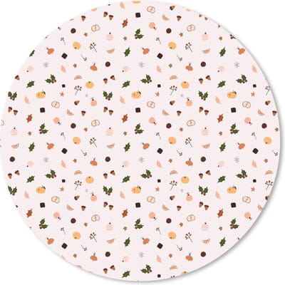 Muismat rond 20x20 cm - Mousepad Winter - Sjablonen - Wit - Ronde muismatten - Kerst - Cadeau - Kerstcadeau voor mannen en voor vrouwen