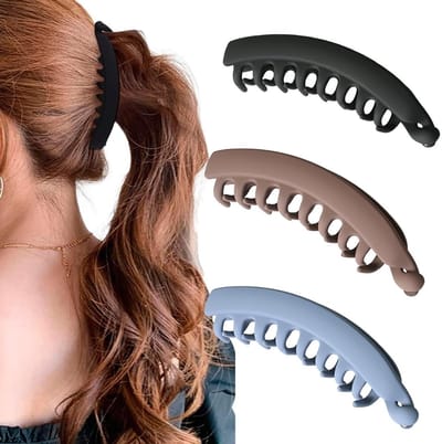 Dailygoods- Haarclips Set van 3 - Antislip Haarspelden - Grote Haarklemmen - Voor Dames/Meisjes - Duurzaam Gerecycled Kunststof - Eenvoudige Styling - Bananenspelden