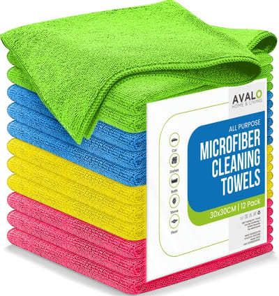 Avalo Microvezeldoekjes 12 Stuks - Wasbare Schoonmaakdoekjes voor Thuis en in Auto - 30x30 cm