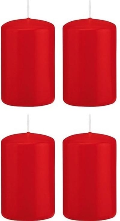 Trend Candles Cilinderkaarsen/stompkaarsen - set 16x - rood - 5 x 8 cm - 18 branduren