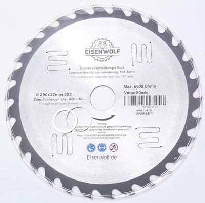 Cirkelzaagblad - Zaagblad hout - Hout zagen - 30 tanden - 250 mm - null