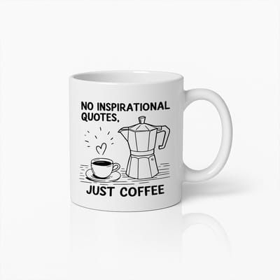 Geen Inspirerende Citaten Alleen Koffie Mok 330 ml – Minimalistische Keramische Koffiebeker voor Koffieliefhebbers