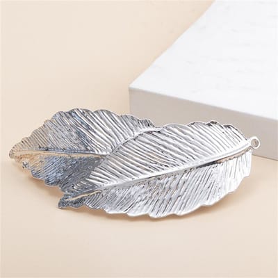 Vintage Metalen Blad Lage Paardenstaart Haarclip Vrouwen Elegant Gesp Haarspelden Bruiloft Feest Hoofddeksel Meisjes Exquise Sieraden Cadeau zilver