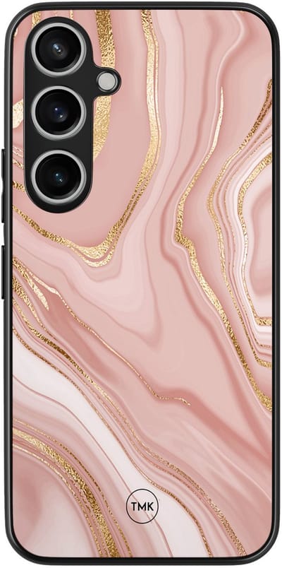 Hoesje geschikt voor Samsung Galaxy A35 - Rose marble - Roze - TPU case - Marmer - Hardcase zwart telefoonhoesje
