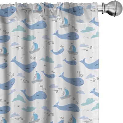 ABAKUHAUS Wal Gordijnen – 2x75x175 cm – Zeeleven – Mikrofaser