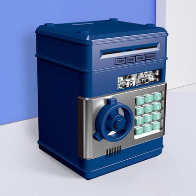 Tirelire électronique Mini ATM Coffre-fort avec mot de passe et pièces de monnaie à défilement automatique bleu foncé