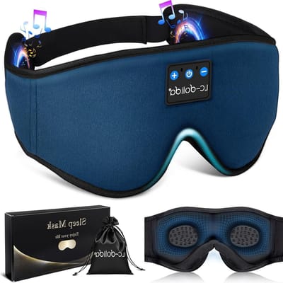 Bluetooth Slaapmasker met Draadloze Hoofdtelefoon voor Zijslapers, Ultrathin Stereo Speakers, 3D Ontwerp voor Volledige Donkerte, Ademend en Zacht voor Diepe Slaap en Reizen