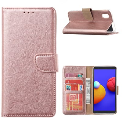 Hoesje Geschikt Voor Samsung Galaxy A01 Core Hoesje book case met Pasjeshouder - Rose Goud