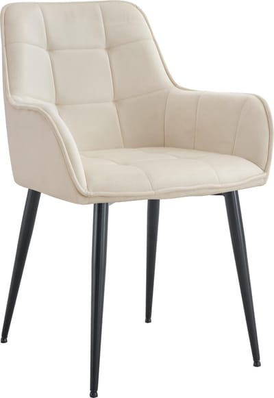 CLP Ferndale eetkamerstoel, fauteuil met beklede fluwelen hoes creme