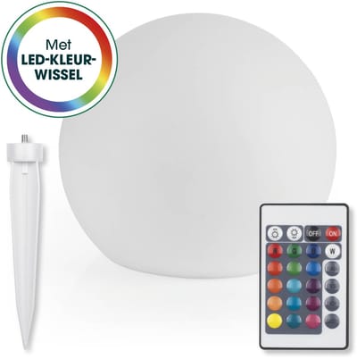 EASYmaxx LED-zonnelamp met kleurwisseling | Decoratieve tuinlamp met LED-verlichting | Prachtige lichteffecten met daglichtsensor voor binnen en buiten | Tuindecoratie, weerbestendig IP67, bol 30 cm