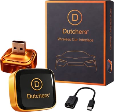 Dutchers® Razendsnelle Draadloze CarPlay & Android Auto Dongle - Verbeterde 2026 model - Perfect als gift en cadeau - Mini 2-in-1 Adapter - Automatisch Verbinden - Snelle & Stabiele Connectie - Compact Design - Klein Model - Geen kabels meer nodig