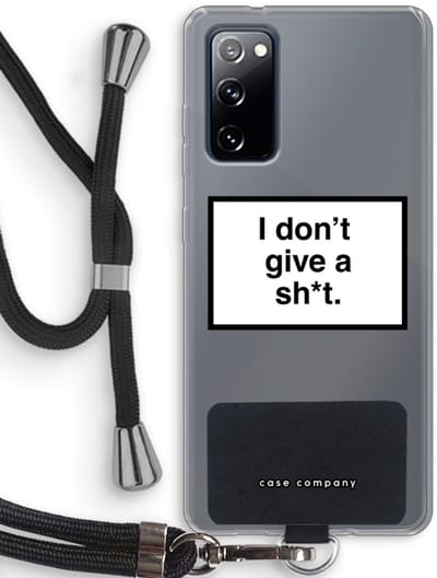 Hoesje met koord geschikt voor Samsung Galaxy S20 FE / S20 FE 5G hoesje met Koord - Don't give a shit - Telefoonhoesje met Zwart Koord - Bescherming aan alle Kanten en Over de Schermrand