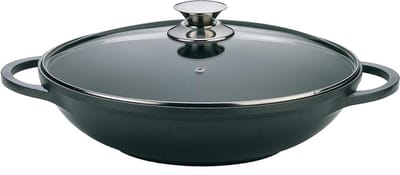 Wokpan met Deksel - Roerbakpan - Lekker Koken - Gegoten Aluminium - 36 cm - Zwart