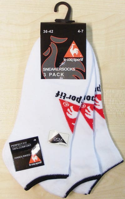 LE COQ SPORTIF DAMES FITNESSOKKEN- 6 PAAR- 36/42- WITTE SNEAKERSOKKEN- MET FANTASIE