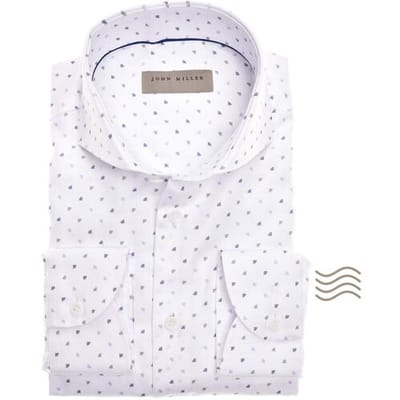 John Miller Overhemd Plain Weave Dot Tailored Fit Wit / male