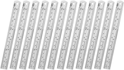 Set van 12 Metalen Rechte Liniaal 15 cm RVS Meetgereedschap