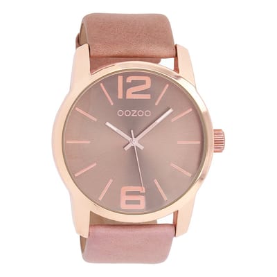 OOZOO Timepieces - Rosé goudkleurige horloge met oud roze leren band - C9732