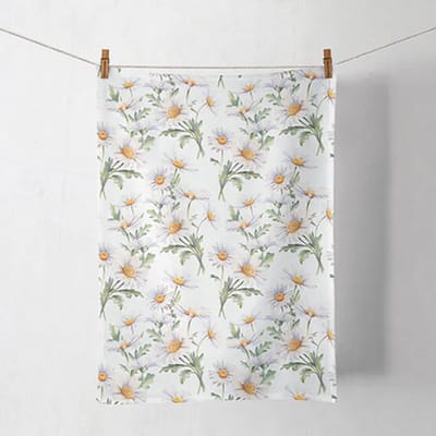 Ambiente Kitchen towel Beautiful daisies white – set van 2 theedoeken 50x70 cm – 100% katoen – bloemen madeliefjes design