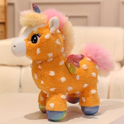 Cheval Animal en Peluche Cheval Coloré Jouet en Peluche Poney Arc-en-ciel Doux Licorne Oreiller Jouets pour Enfants Poupée Animale Cadeau d'Anniversaire pour Filles 25cm-9.84inch