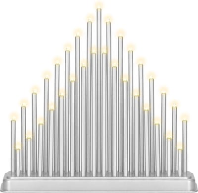 Springos LED Kaarsenbrug | Kandelaar | Woonaccessoires | Op Batterijen | Dubbele Kaarsenrij | Zilver | Warm Wit