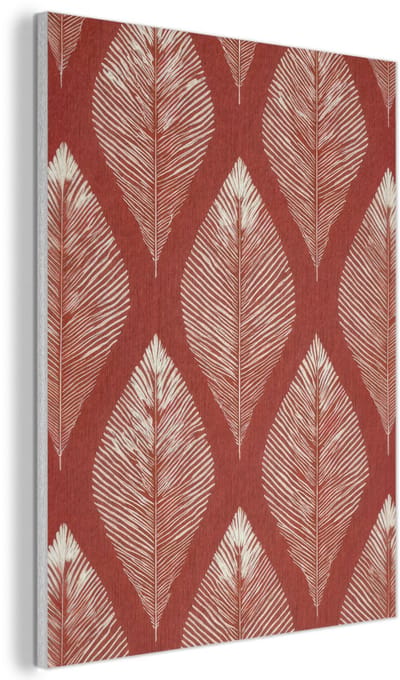 Akoestisch wandpaneel 30x40 cm - Vilt schilderij Bladeren - Rood - Elegant - Akoestische panelen - Geluidsdempende wanddecoratie - Geluidsisolatie woonkamer - Muurdecoratie geluidspanelen