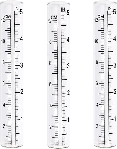 Set van 3 glazen regenmeters voor tuin en boerderij