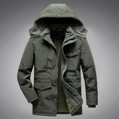 Vestes pour hommes, Manteaux en coton mi-longs, Plus Velours et Capuches amovibles épaissies, Hauts en laine d'agneau, Manteaux chauds en coton 5XL black