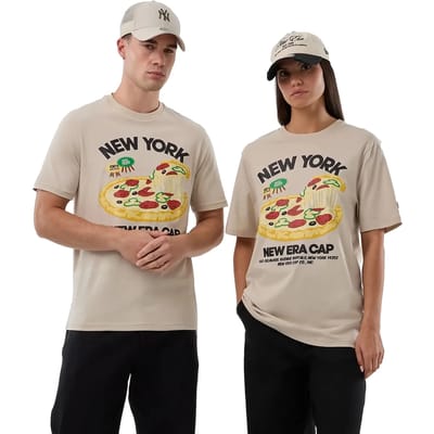 New Era Pizza T-shirt Met Korte Mouwen Beige L Man