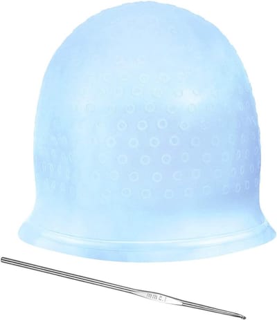 Markeerkap met Haak voor Haarverf, Haarfrosting en Highlights - Blauwe Silicone Cap voor Professioneel Gebruik