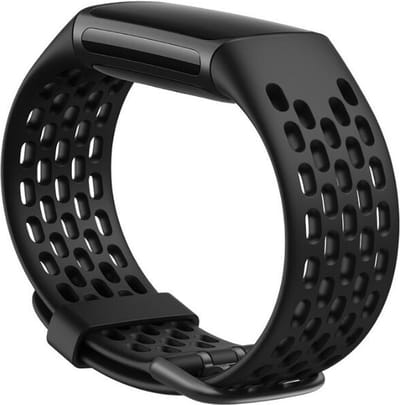 KELERINO. Siliconen bandje geschikt voor Fitbit Charge 5 - Sport - Zwart