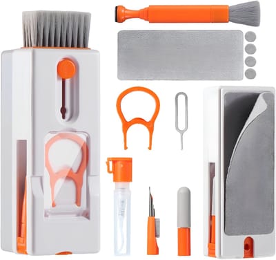 KAD® Luchtblazer - Compact & Krachtig - Ideaal voor Reiniging van PC & Toetsenbord - Wit en Oranje - ‎11cm x 4cm x 4cm
