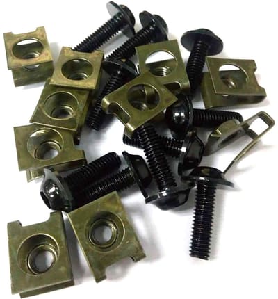 Dailygoods- Bevestigingsclip - Set van 10 - Roestbestendig - Eenvoudige installatie - Schroeven 24 x 15 mm - Zwart/Donkergroen - Ideale vervanging - Motorbout