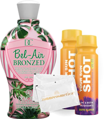 Devoted Creations - Bel-Air Bronzed + 2 Your Sun Shots + 2 Verfrissingsdoekjes