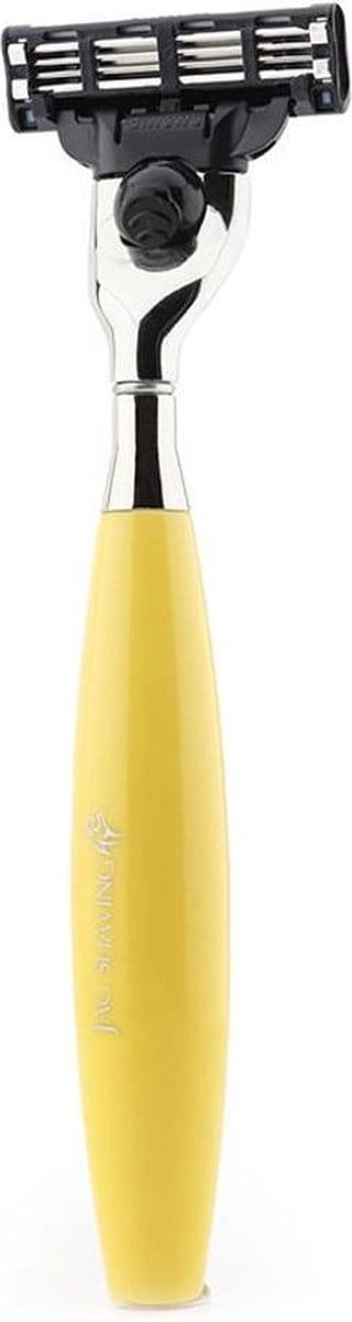 Perfecte 3 rand compatibel scheren scheermes geel omgaan baard en snor schoon scheren veiligheidsscheermes voor heren, cadeau voor heren (3 Blade long Handle Razor)