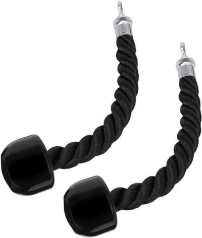 Fitness Touw - Triceps Touw - Kracht Training - Versterkte Eindstoppers - 35cm Lengte - Zwart
