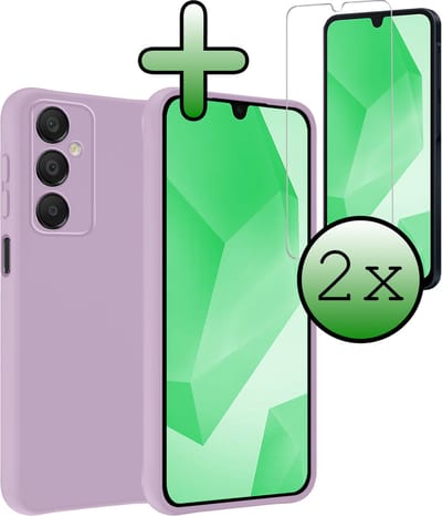 Hoesje Met 2x Screenprotector - Geschikt voor Samsung Galaxy A16 - Sterk & Shockproof - Back Cover - Siliconen Case - Telefoon Hoes - Lila