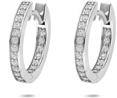 Zilveren gerhodineerde klapoorringen zirkonia 15 mm - 1341483